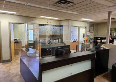sneeze shield for school reception desks in administration office